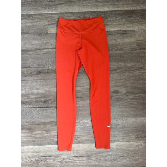 Nike Dri-Fit Women's Athletic Leggings Bright Orange High Rise Workout Small - Picture 2 of 12